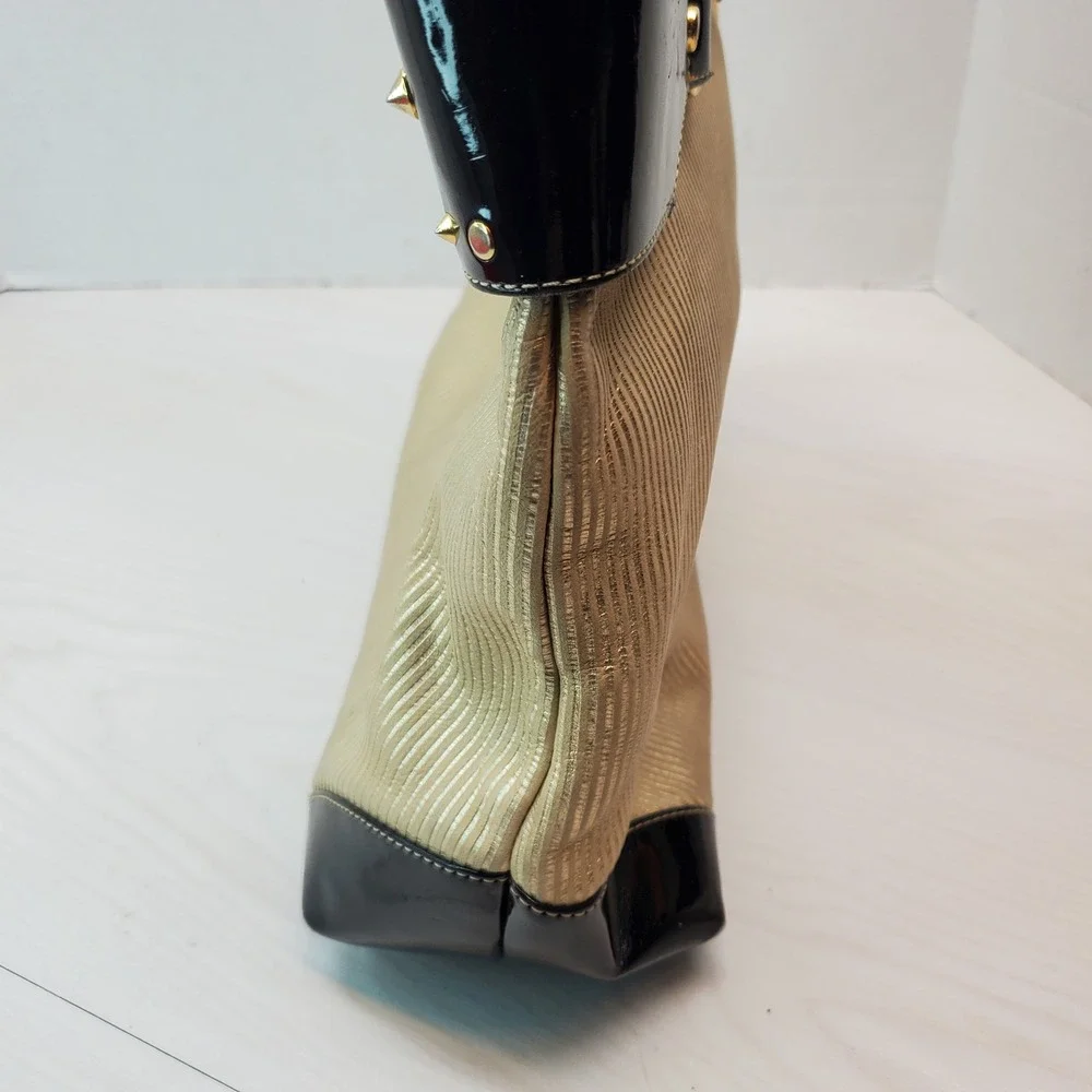 Carmen Steffens Leather Gold Striped Purse Black Leather‎ Accents